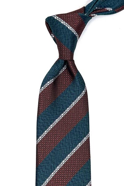 Kravatkolik Green - Brown Line Pattern Classic Tie with Handkerchief Kk13106