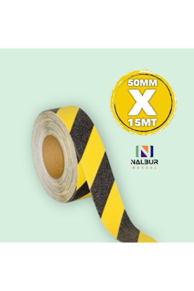 Nalbur Bakkal Merdiven Zemin Kaydırmaz Bant Sarı Siyah Yapışkanlı Kaymaz Bant...