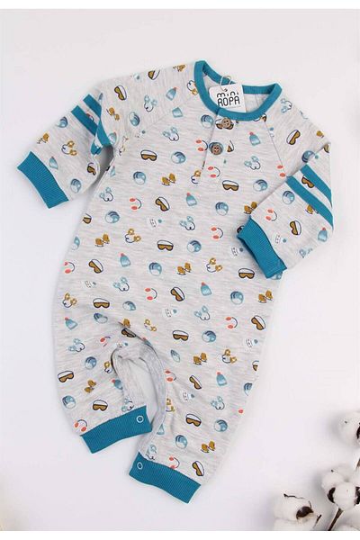 Mini Ropa Olympic Ribbed Baby Jumpsuit with Front Placket