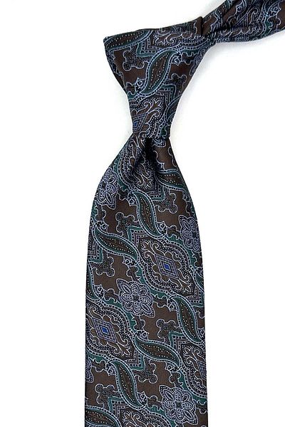 Kravatkolik Brown Shawl Pattern Handkerchief Classic Tie Kk12863