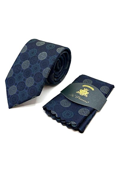 Kravatkolik Κλασική γραβάτα με μοτίβο πουά σε μπλε ναυτικό χρώμα KK12993