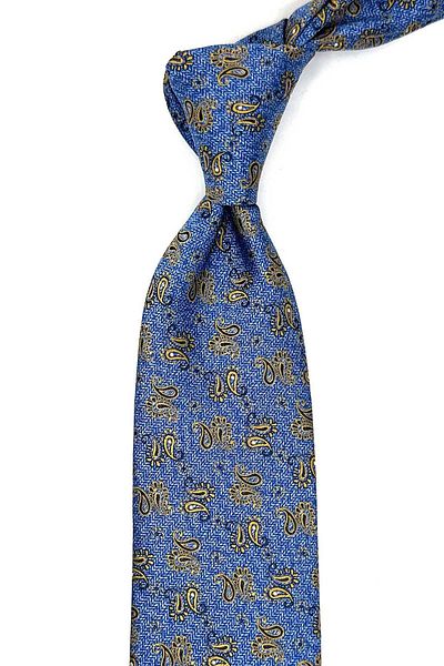 Kravatkolik Classic Tie with Blue Shawl Pattern Handkerchief Kk13117