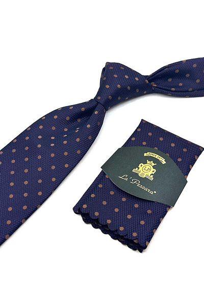 Kravatkolik Plum Polka Dot Pattern Classic Tie with Handkerchief Kk13005