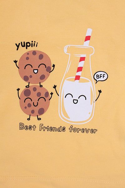 Mini Ropa Summer Shorts Set Cookie Yellow Combed Cotton Shorts Tshirt Set