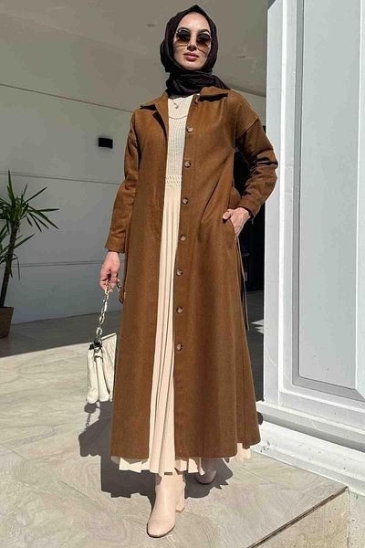 Rabia Şamlı Asmin Stamp Coat Tan