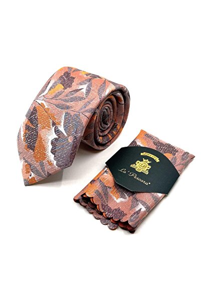 Kravatkolik Класичний краватка з помаранчевим листяним візерунком KK13079