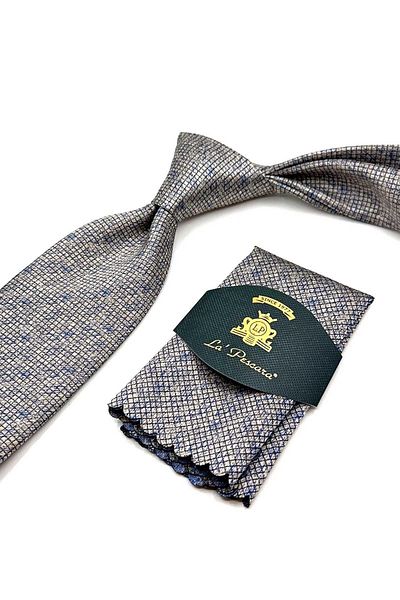 Kravatkolik Beige Square Pattern Handkerchief Classic Tie Kk13062