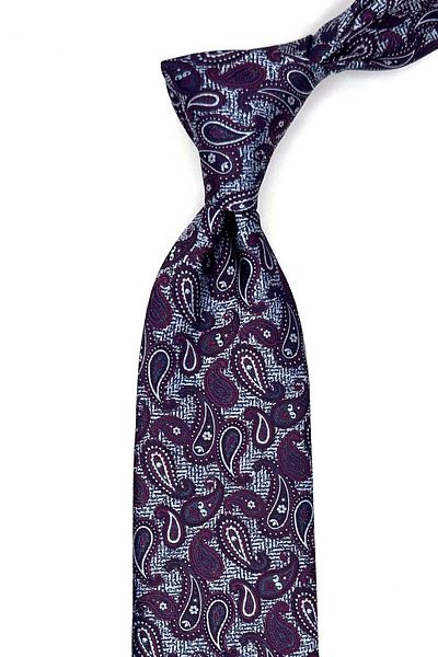 Kravatkolik Gray - Claret Red Shawl Pattern Classic Tie with Handkerchief Kk12871