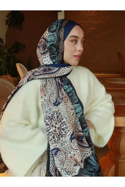 Modakaşmir Şal din bumbac cu model floral boem