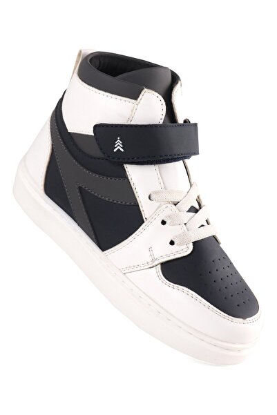 Pine kids Velcro Closure Sneakers Shoes - White & Navy Blue