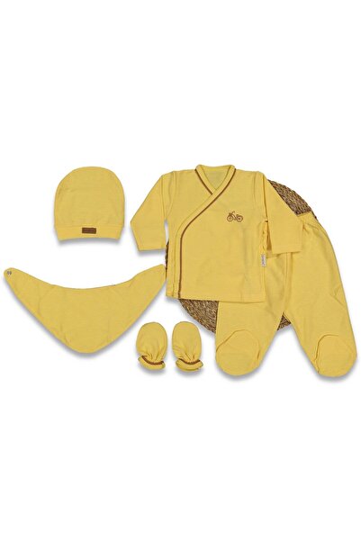 bebegen Unisex Tile Yellow Coffee Piping Bike Printed 5-Piece Hospital Discha...