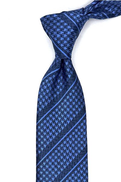 Kravatkolik Navy Blue - Classic Tie with Crow's Feet Handkerchief Kk12845