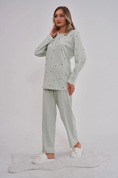Mecit Pijama Σετ γυναικεία πιτζάμες από 100% βαμβάκι με κουμπιά γιακά, στάμπα Cap & Star, μακρυμάνικο