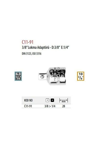 CETA FORM C11-91 3/8'' Socket Adapter - D 3/8" E 1/4"