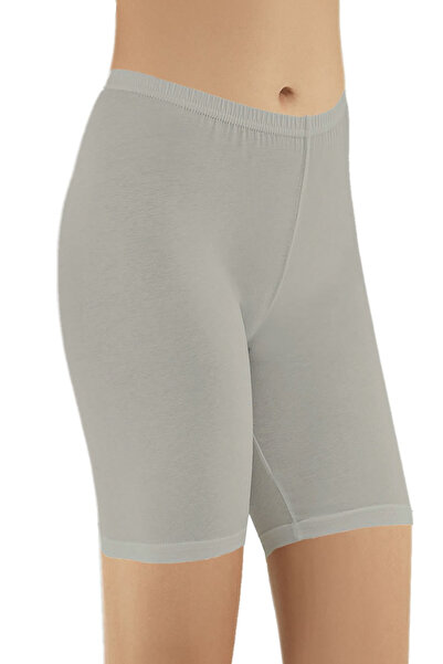 Alışveriş Meydanı بنطال ليكرا قصير من القطن الممشط باللون الرمادي للنساء