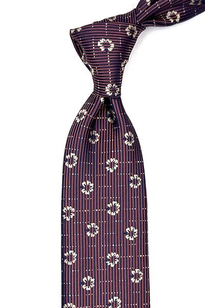 Kravatkolik Brown Floral Pattern Handkerchief Classic Tie Kk13019