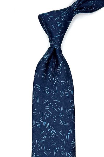 Kravatkolik Classic Tie with Navy Blue Motif Pattern Handkerchief Kk12919