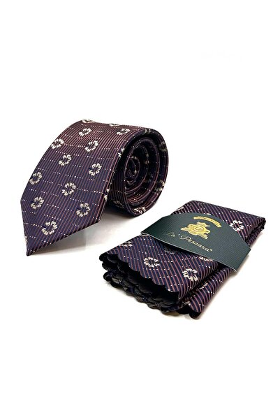 Kravatkolik Кафява кърпичка с флорален мотив Класическа вратовръзка KK13019