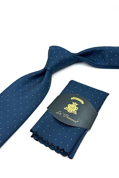 Kravatkolik Petrol Colored Striped Handkerchief Tie - Kk13086