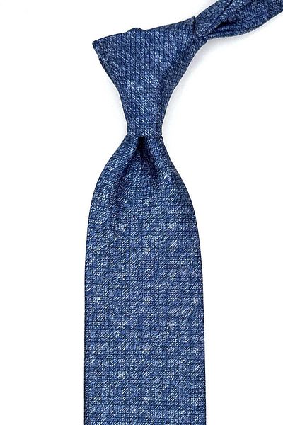 Kravatkolik Classic Tie with Blue Square Pattern Handkerchief Kk13061