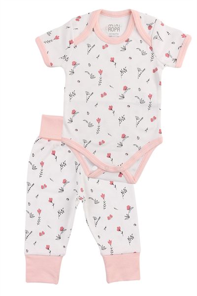Mini Ropa Short Sleeve Body Pants Set Summer Floral Printed 0-12 Months