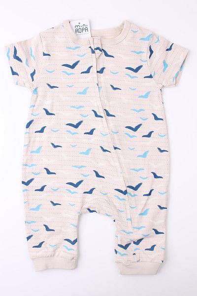 Mini Ropa Summer Zippered Short Sleeve Baby Onesie - Sleeping Bag Without Booties
