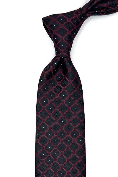 Kravatkolik Classic Tie with Black Motif Pattern Handkerchief Kk12851