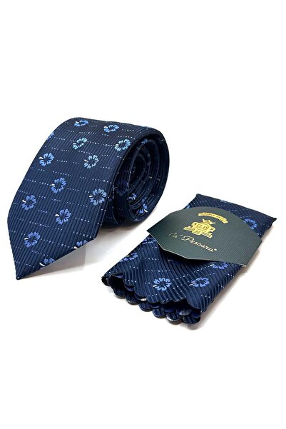 Kravatkolik Κλασική γραβάτα με μοτίβο λουλουδιών μπλε ναυτικό KK13018