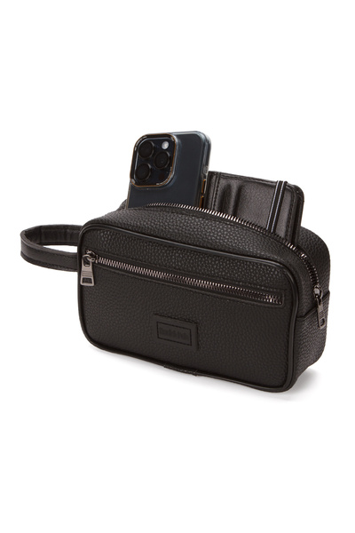 Newish Polo Erkek Siyah Deri Portföy Clutch Traş Kozmetik Bakım Ve Günlük El Çantası