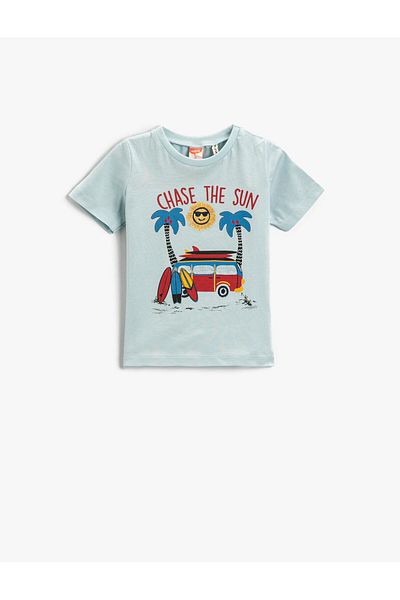 Koton Printed Crew Neck T-Shirt Cotton