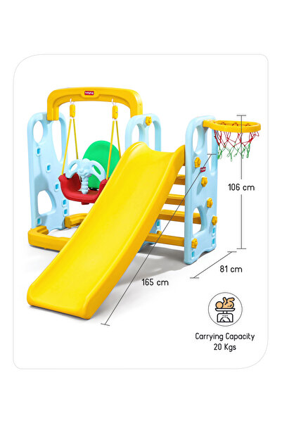 Babyhug Babyhug 3-in-1 Swing, Slide & Basketball Hoop Combo for Kids 2-4 Years - Durable Outdoor Playset