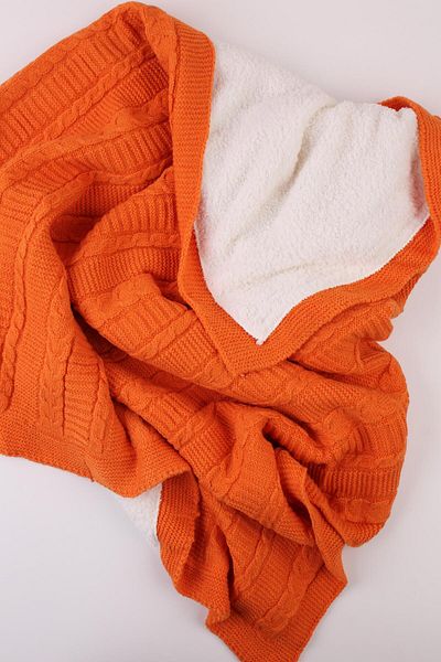Mini Ropa Orange Knitwear Baby Blanket - Welsoft Fleece Winter Design
