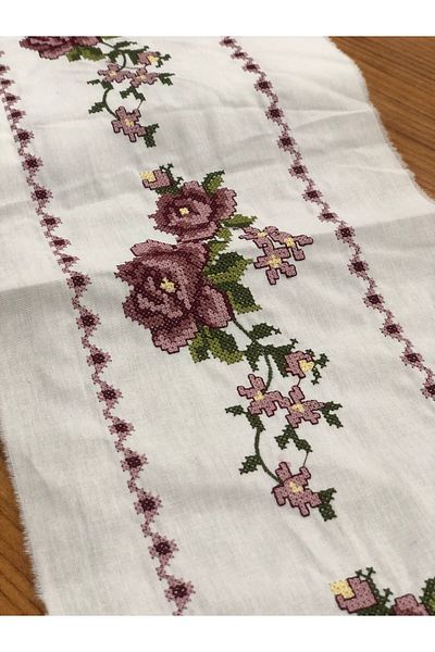 FIRAT RİZE BEZLERİ Powder Colored Cross Stitch Stripe Tape - Border 4.70 Mt