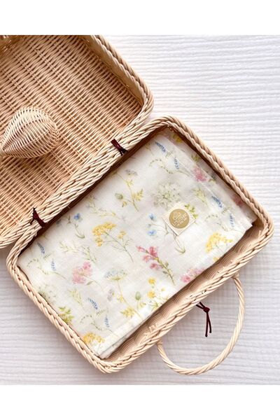 Little Dude بطانية موسلين من القطن العضوي - نمط زهور صغيرة، طبقة مزدوجة - 100...