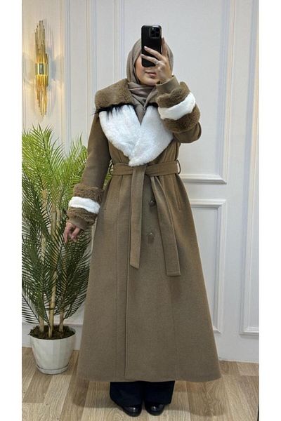 Tebrikler tekstil New Season Akadın Winter Long Coat - Stylish, Comfortable, Fur Collar, Daily Use, Model M9030