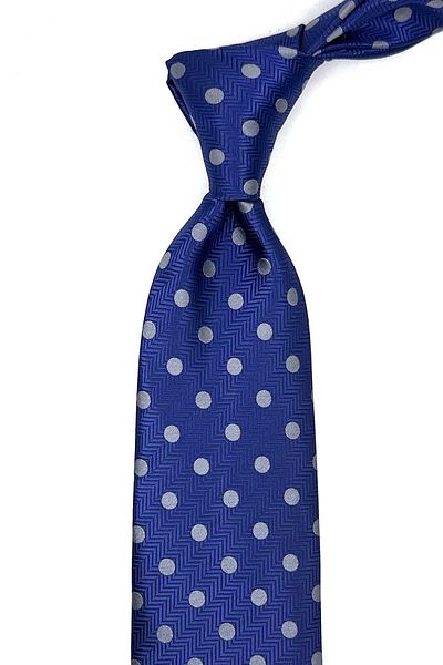 Kravatkolik Midnight Blue Polka Dot Pattern Classic Tie with Handkerchief Kk13097