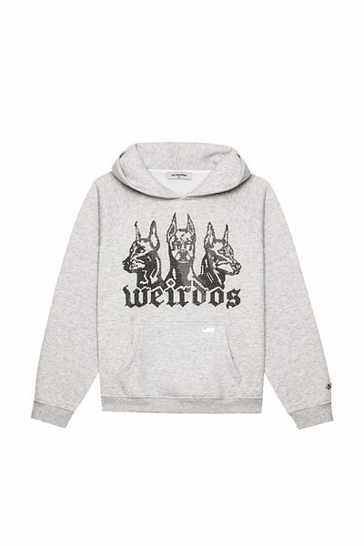 Cos Weirdos Gray Fog - Rhinestone Stone Detailed Hoodie Sweatshirt