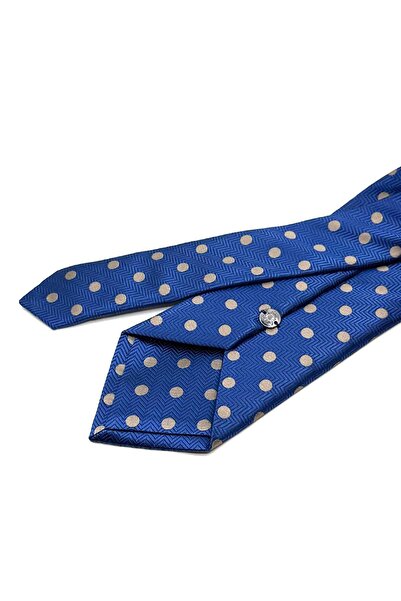 Kravatkolik Κλασική γραβάτα με μπλε πουά μοτίβο KK13094