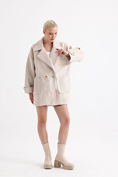 Moda Mix Avcılar Houndstooth Patterned Women's Oversize Coat