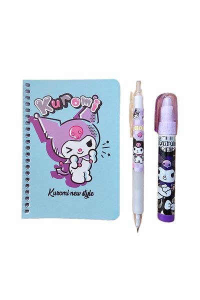 Ceylan Kırtasiye Bloc de note Kuromi 07 - Creion versatil pentru depunere și gumă de șters Rocket (Set de 3) - Kromi