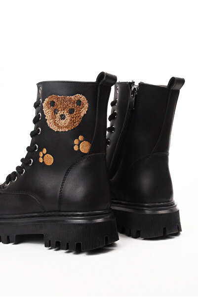 Rıdvan Çelik Kız Çocuk Kalın Taban Soğuk Geçirmez Bağcıklı ve Fermuarlı Figürlü Postal Bot