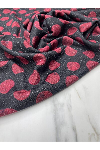 ipekkumaş Kırmızı Yuvarlaklı Elbiselik Triko Kumaş Ürünümüz Adet Olarak Satıl...