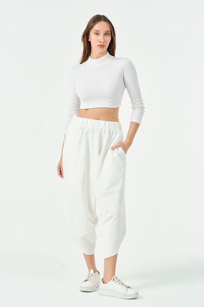 RELAXL Modern Ecru Combed Cotton Shalwar - Unisex Fabric with Leg Detail