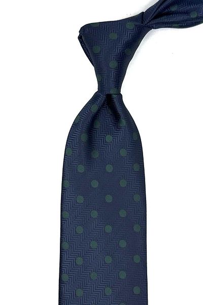 Kravatkolik Navy Blue Polka Dot Pattern Classic Tie with Handkerchief Kk13100