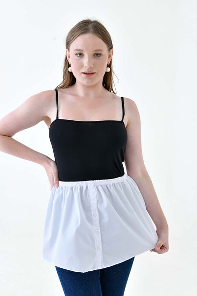 mirach Plus Size 2-Piece Shirt and Skirt Set - Poplin Cotton with Buttons