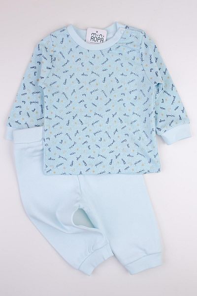 Mini Ropa Turquoise Baby Set - Top and Bottom Set, Combed Cotton Sweat Trousers