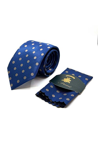 Kravatkolik Κλασική γραβάτα με μπλε πουά μοτίβο KK13094