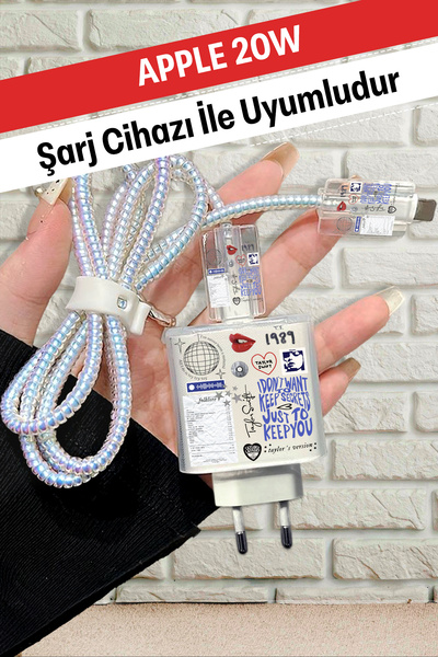 WANNA PROTECT iPhone 20W Uyumlu Şeffaf Şarj Başlığı Adaptörü Koruma Taylor Ka...