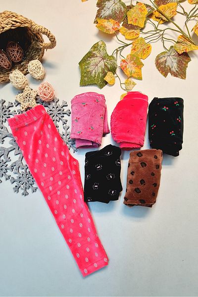 Sm Giyim 1 Piece Pink Velvet Leggings Warm with Winter Corduroy for Girls