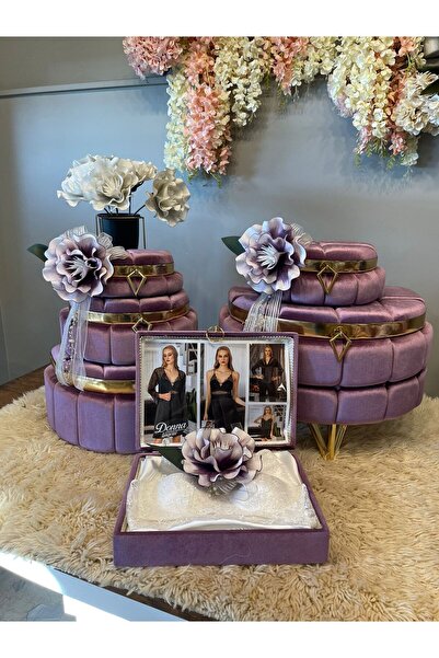 Benjamin Çeyiz Mürdüm Sandık Çanta Kutu 6'lı Gecelik Nişan Çeyiz Set Çeyiz Kolisi